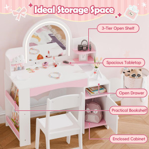 MU Kids Vanity with Lights, Princess Makeup Vanity...