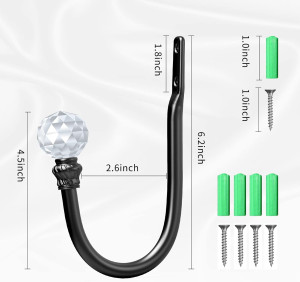 Hion Curtain Holdbacks Black 2pcs, Curtain Tieback...