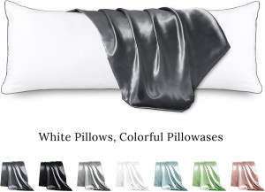 HUXMEYSON Body Pillow with Satin Pillowcase, Cooli...