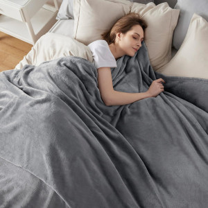 Bedsure Fleece Bed Blankets Queen Size Grey - Soft...