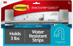 Command Hand Towel Bar Satin Nickel with 4 Water R...