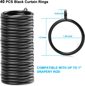 40 PCS Black Curtain Rings with Eyelet Apply for U...