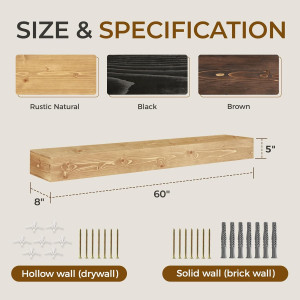 60" Fireplace Mantel, 5" Thick Handmade Hollow Sol...