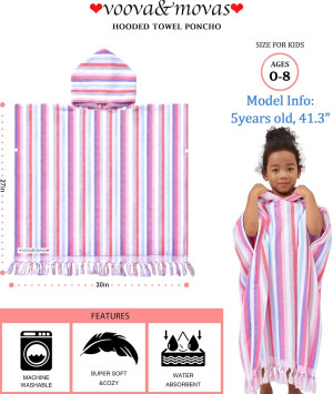 Hooded Bath Towel Poncho (4-8Years) - Soft, Absorb...