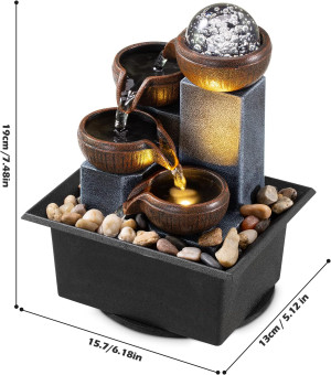 Tabletop Fountain 4 Level Tabletop Waterfall Medit...