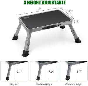 Foldable Step Stool, Adjustable Step Stool with a...