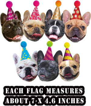 Dog Birthday Garland, Funny French Bulldog Face Po...