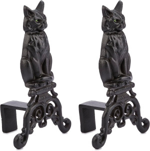 UniFlame, A-1251, Black Cast Iron Cat Fireplace An...