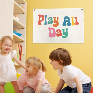 Kids Playroom Decor Wall - Play All Day Canvas Pla...