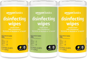 Amazon Basics Disinfecting Wipes, Lemon & Fresh Sc...