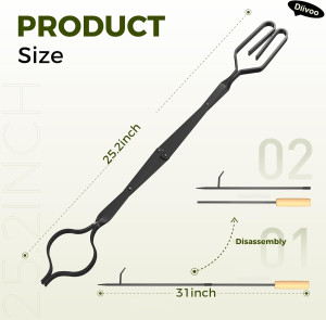 DIIVOO Fireplace Tools, Campfire Fire Poker & Fire...