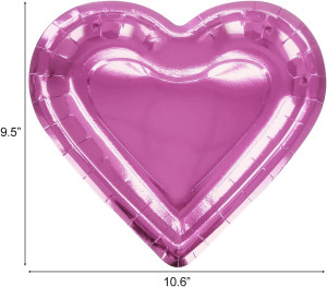 CIEOVO 32 Pieces Pink Heart Shaped Paper Plates Di...