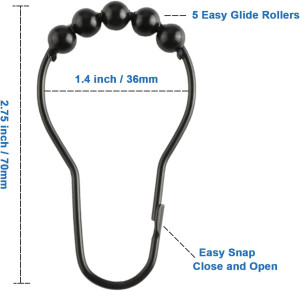 Shower Curtain Hooks Rings, Rustproof Metal Shower...