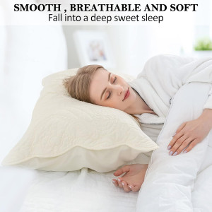 Quilted Pillow Shams Set of 2, Decorative Microfib...
