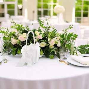 Flower Girl Basket for Wedding with Pearl Handle (...