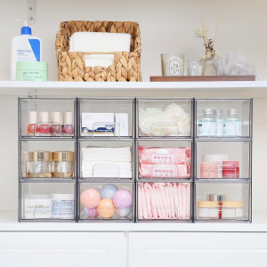 Vtopmart 4 Pack Clear Stackable Storage Drawers, 4...