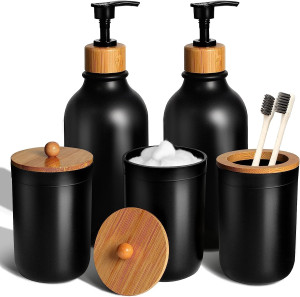 Black Bathroom Accessories Set 5 Pcs, Matte Black...