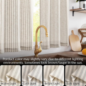 jinchan Linen Kitchen Curtains 24 Inch Length Stri...