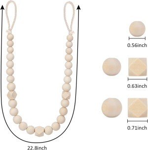 Wood Bead Curtain Tiebacks, KLOGTSIND Set of 2 Cur...