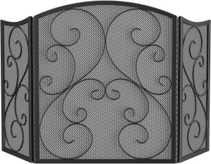Fire Beauty Fireplace Screen 3 Panel Wrought Iron...