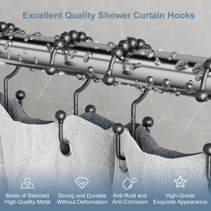 Shower Curtain Hooks Rings, Sturdy Shower Curtain...