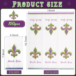 100 Pcs Mardi Gras Party Napkins Decorations,Purpl...