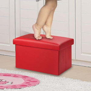 Small FSL01 Foldable Leather Storage Ottoman Bench...