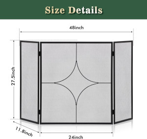 FEED GARDEN 3 Panel Fireplace Screen 48" W x 28" H...