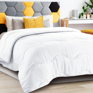 Lightweight Comforter Cooling White, All Season Du...