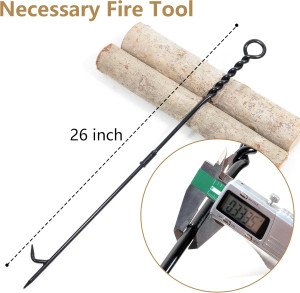 Fire Poker for Fire Pit Outdoor, 26inch Twisted Ro...