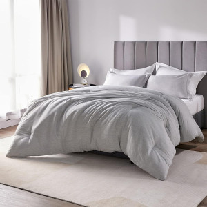 CozyLux Queen Size Comforter Set - 3 Pieces Grey S...