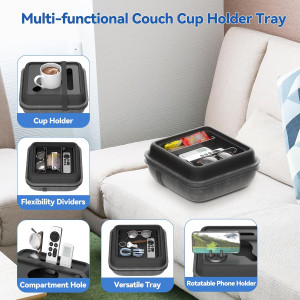 Couch Cup Holder Tray - Removable Portable Sofa Dr...