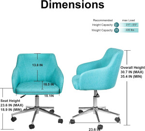 MUZII Kids Desk Chair with Wheels: Upholstered Fab...