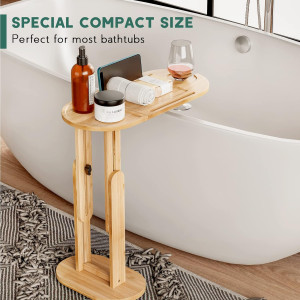 Foldable Bathtub Side Tray with Adjustable Height,...