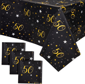 Juvale 3 Pack 50th Birthday Tablecloth for Party D...