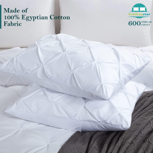 King Pillow Shams Set of 2 Pinch Pleated White Pil...
