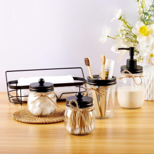 Vtopmart 5 Pcs Mason Jar Bathroom Accessories Set,...