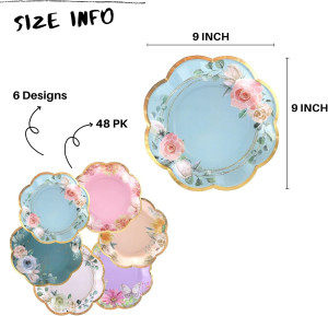 Winoo Design Floral Paper Plates - 48 PK - 9 Inche...