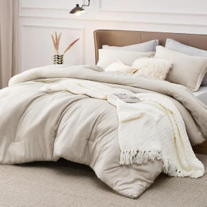 Bedsure King Size Comforter Set - Beige King Comfo...