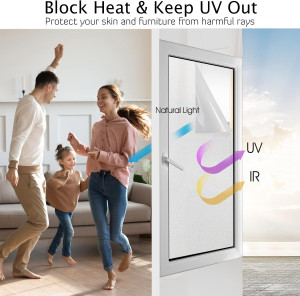 HIDBEA Frosted Window Privacy Film Heat Control UV...