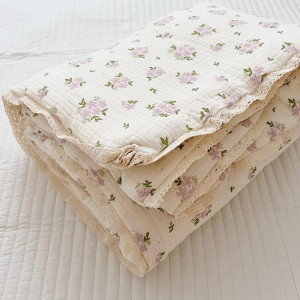 BuLuTu Purple Flower Baby Quilts for Kids Toddler...