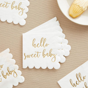50 Pack White Scalloped Baby Shower Napkins for Gi...