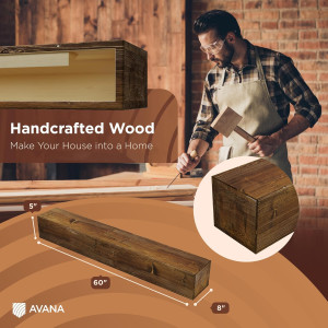 Avana Rustic Fireplace Mantle Shelf 60 Inches - Ha...