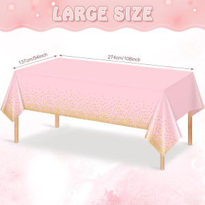 FunnyPars 4 Pack Pink and Gold Plastic Tablecloth...