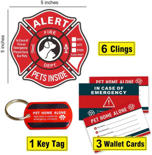 Pet Alert Stickers Static Cling Window Decals Emer...