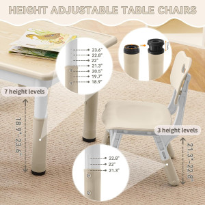 Kids Study Table and Chairs Set, Height Adjustable...