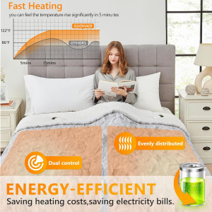 Electric Heater Blanket Queen Size with Dual Contr...