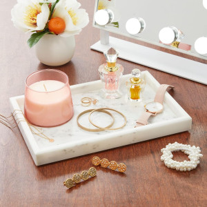 Juvale Large Marble Vanity Tray for Jewelry, Cosme...