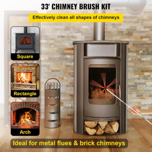 VEVOR Chimney Sweep Kit 33FT Length, Chimney Brush...
