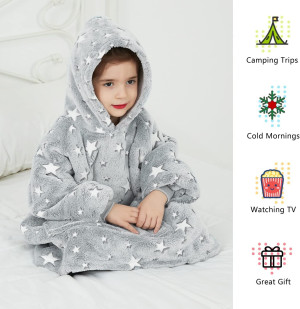 KFUBUO Wearable Blanket Hoodie for Kids Toddlers S...